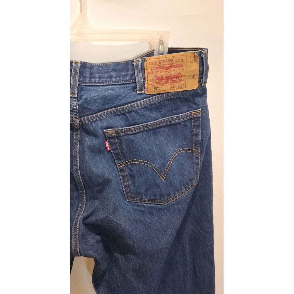 Levis 501 0000 Mens 40x32 Original Rigid Straight Fit Denim Jeans Dark Wash 2010